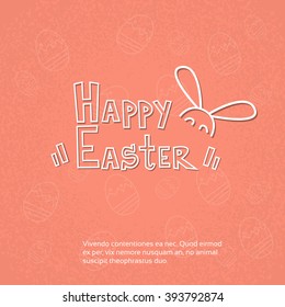 Happy Easter Holiday Sketch Rabbit Ears Banner Copy Space Vector Illustration