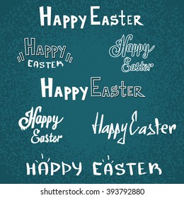Happy Easter Holiday Text Font Sketch Set Collection Vector Illustración