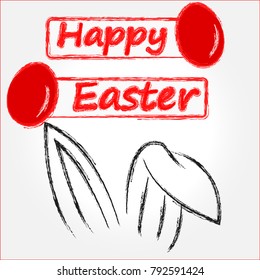 Happy Easter . Holliday . Bunny ears . Easter eggs .