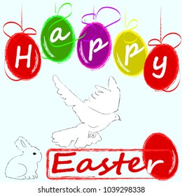 Happy Easter . Holliday.Red egg.