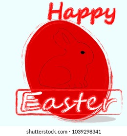 Happy Easter . Holliday.Red egg.
