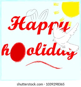 Happy Easter . Holliday.Red egg.