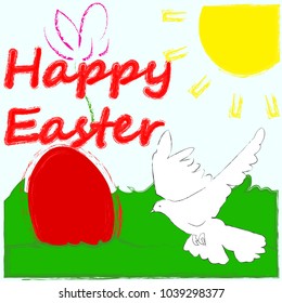 Happy Easter . Holliday.Red egg.