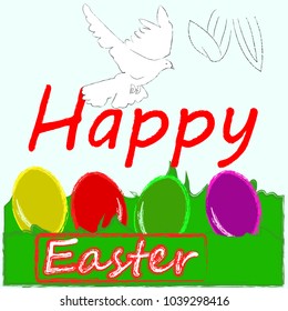 Happy Easter . Holliday.Red egg.