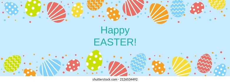 Happy Easter horizontal vector banner template