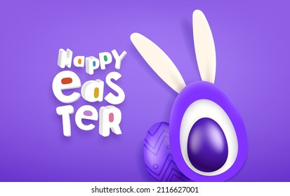Tarjeta vector horizontal Happy Easter con inscripción