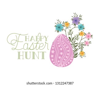 happy easter hunt label isolated icon