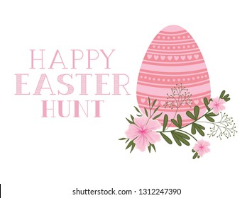 happy easter hunt label isolated icon