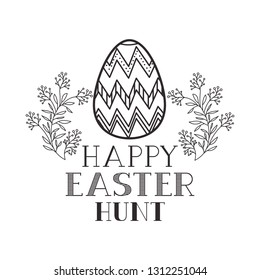 happy easter hunt label isolated icon