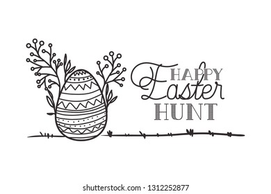 happy easter hunt label isolated icon