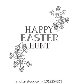 happy easter hunt label isolated icon