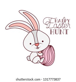 happy easter hunt label with rabbit icon