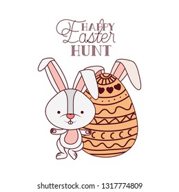 happy easter hunt label with rabbit icon