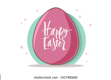 Happy Easter. Icon Easter egg with lettering on a white background. Spring holiday. Vector Illustration. Happy easter eggs