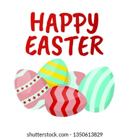 Happy Easter icon. Easter label on white Background. Cartoon style. Vector Illustration.