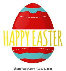 Happy Easter icon. Easter label on white Background. Cartoon style. Vector Illustration.