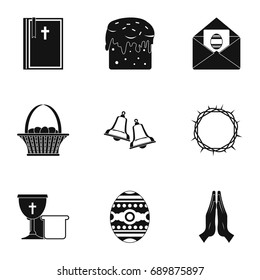 Happy Easter icon set. Simple style set of 9 happy Easter vector icons for web isolated on white background