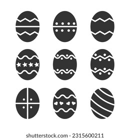 Happy Easter Icon Set Vector Design.