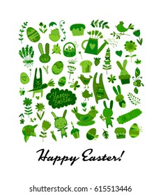 Happy easter, icons collection for your design. Vector illustration