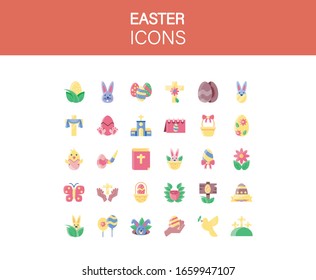 happy easter icons set over white background, colorful design, vector illustration
