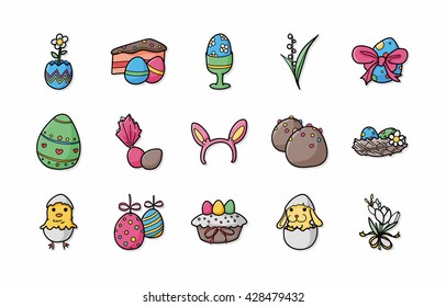 Happy easter icons set,eps10