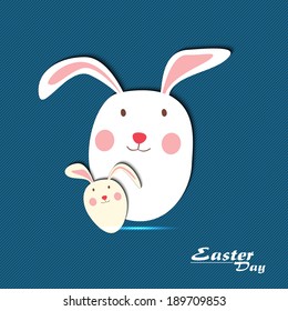 Happy Easter illustration card with Easter eggs and Bunny's...
