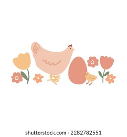 Happy Easter illustration clipart, Cute bunny vector images, Childrens egg hunts clip art, Easter basket pictures, rabbit in flat cartoon style, sublimation, digital download.