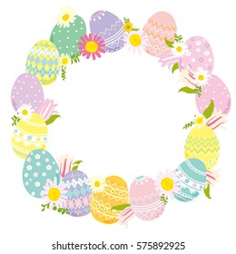 Happy Easter illustration with colored eggs