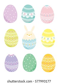 Happy Easter illustration with colored eggs