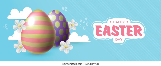 Happy easter illustration with colorful painted egg