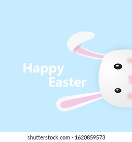Happy Easter illustration with cute Easter bunny. Vector illustration. 
