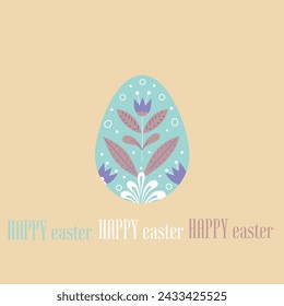 Ilustración de Pascua feliz. Huevos decorados