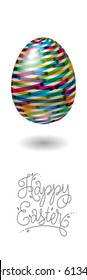 Happy Easter illustration. Happy Easter illustration. Easter egg with color line pattern.
