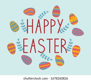 Happy Easter illustration. Happy Easter. Easter eggs. Happy Easter concept.