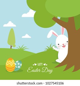 Happy Easter illustration. Flat design Easter day