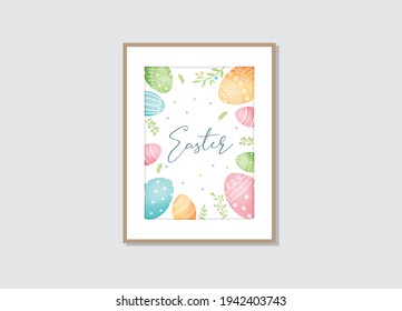 Happy Easter illustration for greeting card, poster, social media, banners, gallery wall, stickers, tags, interior decoration, invitation, card and other stationery.