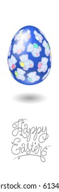 Happy Easter illustration. Poster. Happy Easter illustration. Egg with teddy bears on blue background.
