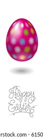 Happy Easter illustration. Poster. Happy Easter illustration. Egg with a floral geometric pattern.