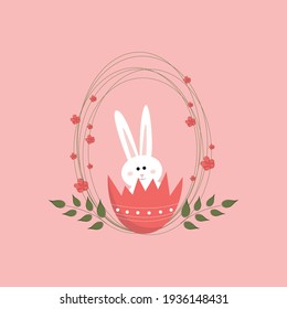 Happy Easter. Illustration with rabbit