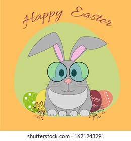 Happy Easter illustration.Easter bunny vector graphic. bunny wanted post cards