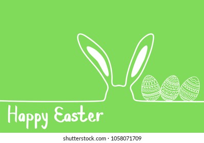 Happy easter image vector. Modern happy Easter background with colorful eggs, and ear bunny. Template Easter greeting card, vector.