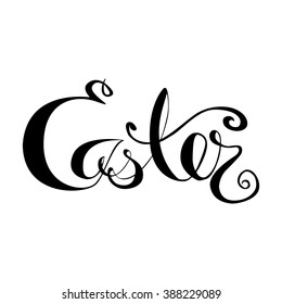 Happy Easter ink calligraphy/ Design elements/Hand drawn vector illustration