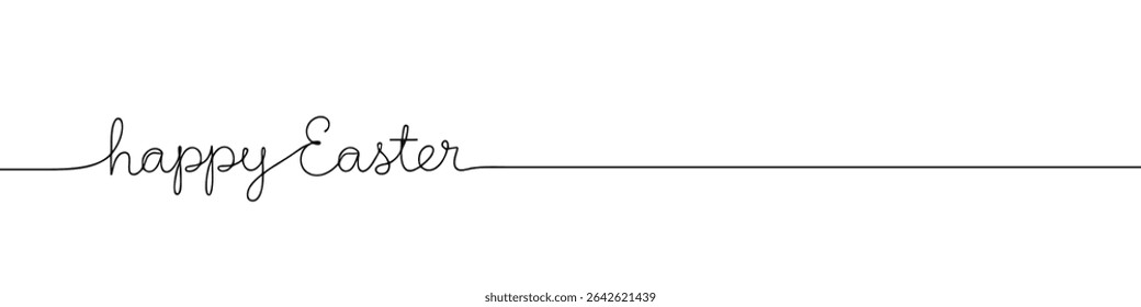 Happy Easter inscription continuous one line drawing with word. Minimalistic drawing of phrase illustration.