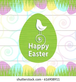 Happy Easter inscription design template with bird, egg. Elegant Vector illustration eps 10