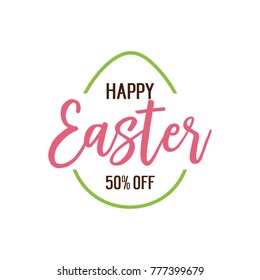 Happy Easter Inscription in Egg Outline