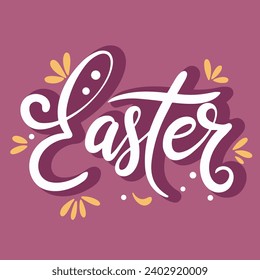 Feliz inscripción de Pascua. Escritura a mano Composición cuadrada del banner de texto Feliz Pascua. Arte vector dibujado a mano.