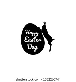 Happy Easter inscription. label set with  Eggs and rabbit symbol. 