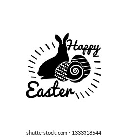 Happy Easter inscription. label set with  Eggs, bunny symbol. Easter card 