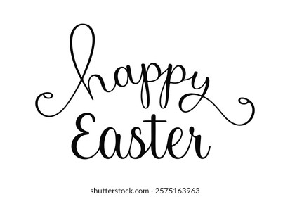 Happy Easter. Inspiring handwritten text. Lettering. Vector illustration. Banner, postcard.