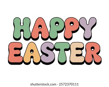 Happy Easter. Inspiring retro style text. Lettering. Vector illustration. Banner, postcard.